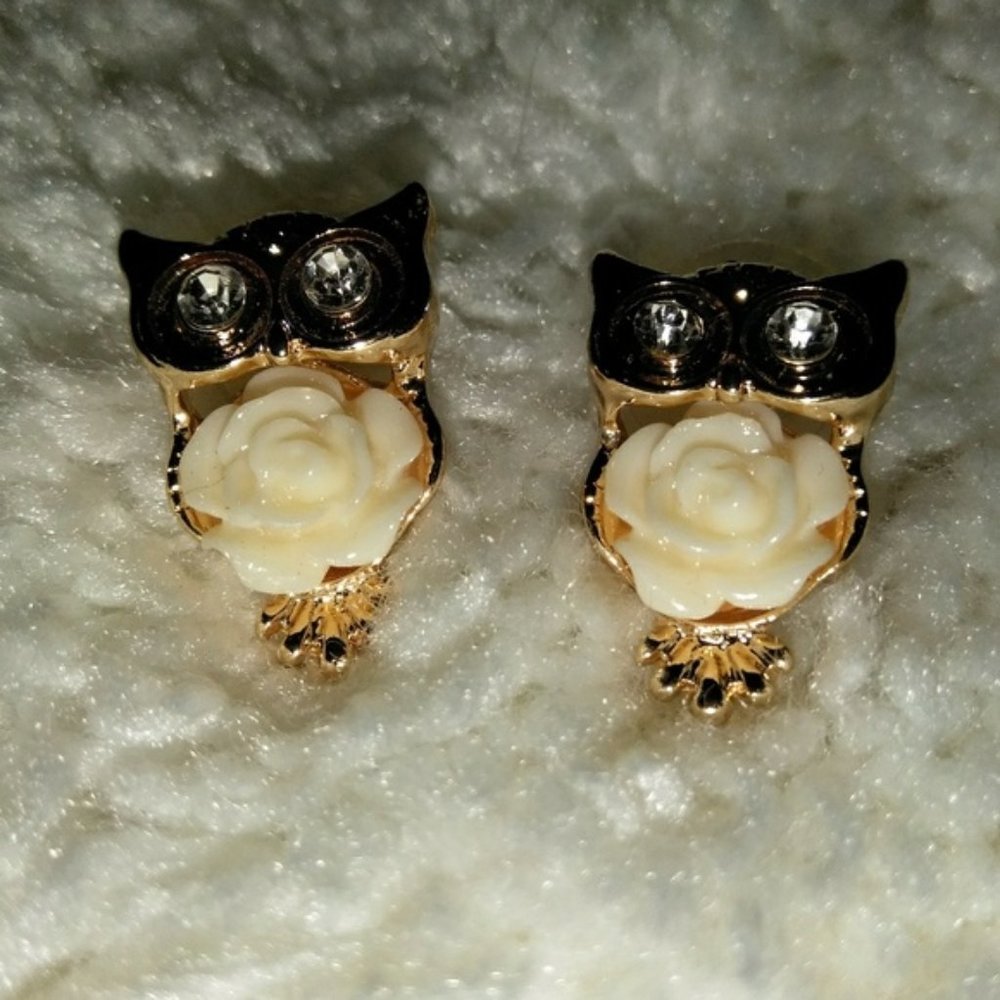 OWL ROSE EARRINGS
